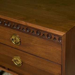 Pair of Walnut Nightstands with Brass Pulls