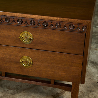 Pair of Walnut Nightstands with Brass Pulls