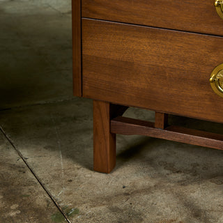 Pair of Walnut Nightstands with Brass Pulls