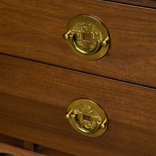 Pair of Walnut Nightstands with Brass Pulls