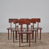 Set of Six Walnut Studio Craft Dining Chairs