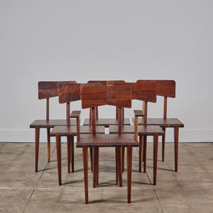 Set of Six Walnut Studio Craft Dining Chairs