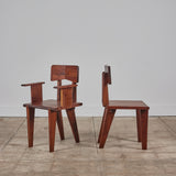 Set of Six Walnut Studio Craft Dining Chairs