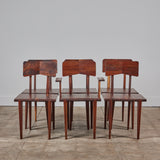 Set of Six Walnut Studio Craft Dining Chairs