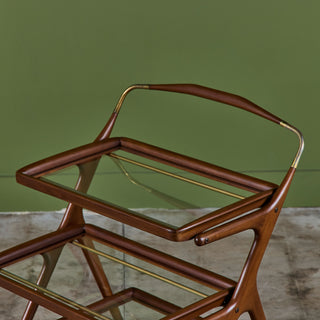 Walnut and Glass Ico Parisi Style Serving Cart