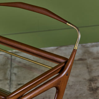 Walnut and Glass Ico Parisi Style Serving Cart