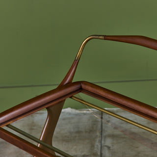 Walnut and Glass Ico Parisi Style Serving Cart