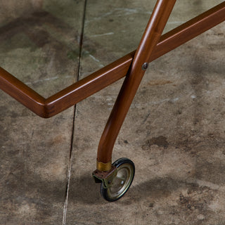 Walnut and Glass Ico Parisi Style Serving Cart