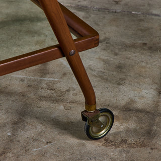 Walnut and Glass Ico Parisi Style Serving Cart
