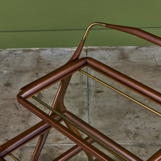 Walnut and Glass Ico Parisi Style Serving Cart