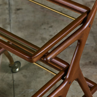 Walnut and Glass Ico Parisi Style Serving Cart