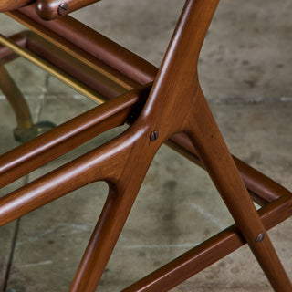 Walnut and Glass Ico Parisi Style Serving Cart
