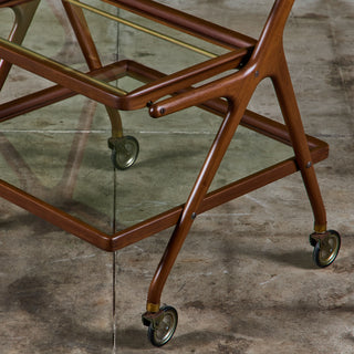 Walnut and Glass Ico Parisi Style Serving Cart