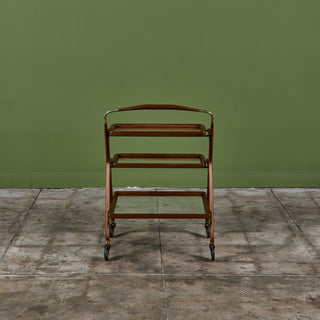 Walnut and Glass Ico Parisi Style Serving Cart
