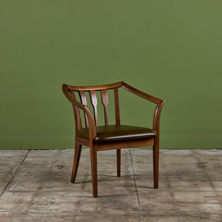 Brown Saltman Walnut Accent Chair