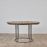 Walter Lamb for Brown Jordan Bronze Patio Dining Table with Round Wood Top