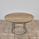 Walter Lamb for Brown Jordan Bronze Patio Dining Table with Round Wood Top