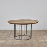 Walter Lamb for Brown Jordan Bronze Patio Dining Table with Round Wood Top