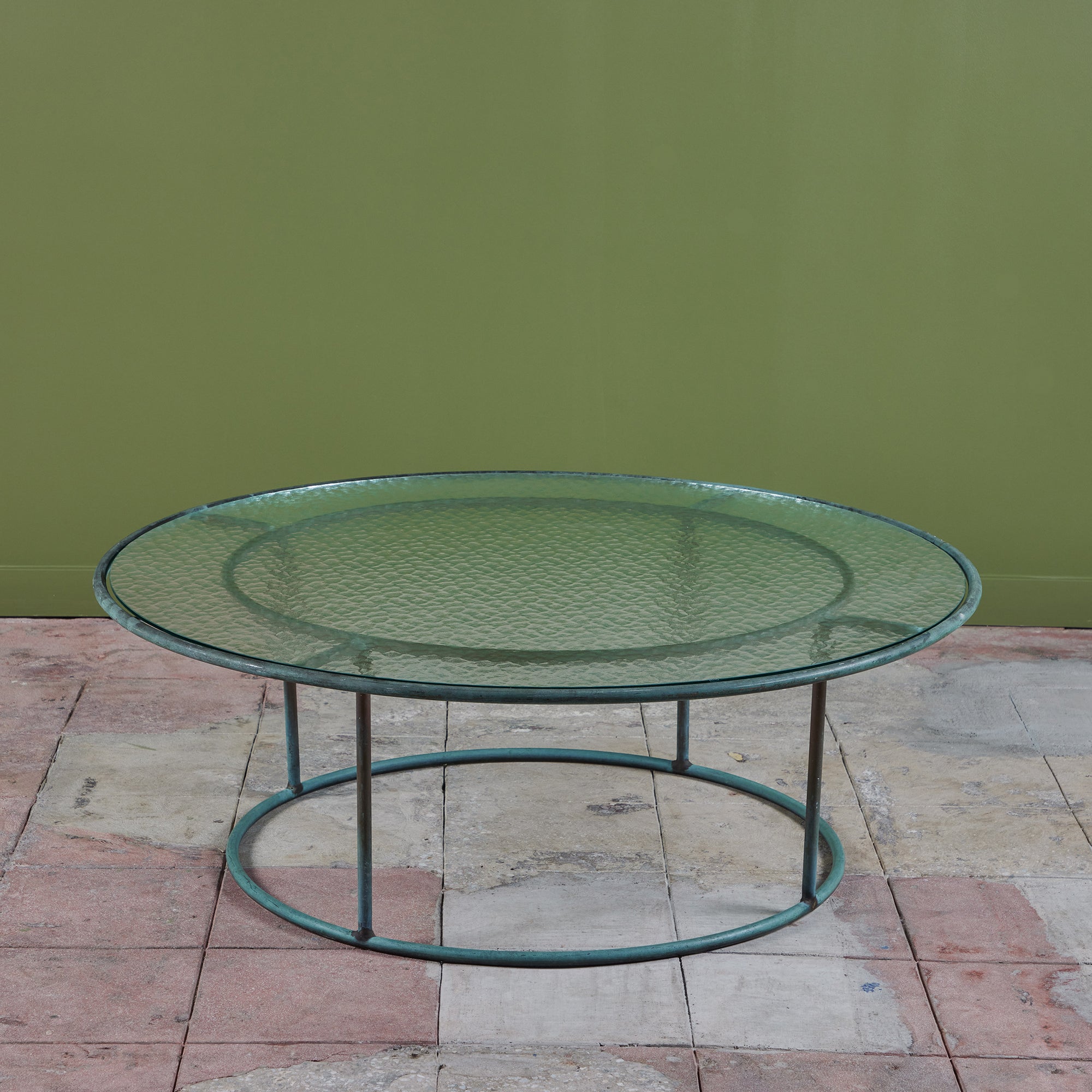ON HOLD ** Walter Lamb for Brown Jordan Round Bronze Patio Coffee Table