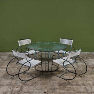 Walter Lamb for Brown Jordan Bronze Patio Dining Set with Four Rocking Chairs