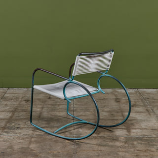 Walter Lamb for Brown Jordan Bronze Patio Dining Set with Four Rocking Chairs