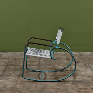 Walter Lamb for Brown Jordan Bronze Patio Dining Set with Four Rocking Chairs