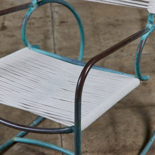 Walter Lamb for Brown Jordan Bronze Patio Dining Set with Four Rocking Chairs