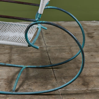 Walter Lamb for Brown Jordan Bronze Patio Dining Set with Four Rocking Chairs