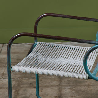 Walter Lamb for Brown Jordan Bronze Patio Dining Set with Four Rocking Chairs