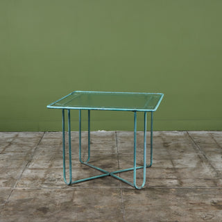 Walter Lamb Verdigris Square Bronze Patio Dining Table for Brown Jordan