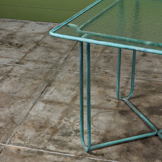 Walter Lamb Verdigris Square Bronze Patio Dining Table for Brown Jordan