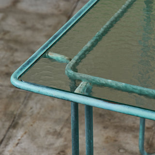 Walter Lamb Verdigris Square Bronze Patio Dining Table for Brown Jordan