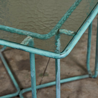 Walter Lamb Verdigris Square Bronze Patio Dining Table for Brown Jordan