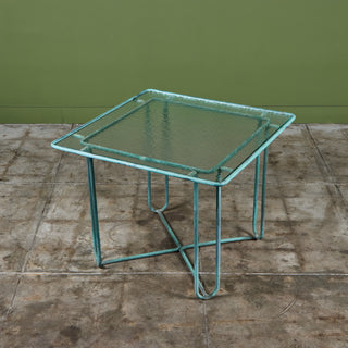 Walter Lamb Verdigris Square Bronze Patio Dining Table for Brown Jordan