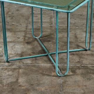 Walter Lamb Verdigris Square Bronze Patio Dining Table for Brown Jordan