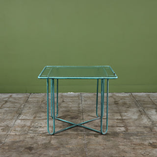 Walter Lamb Verdigris Square Bronze Patio Dining Table for Brown Jordan