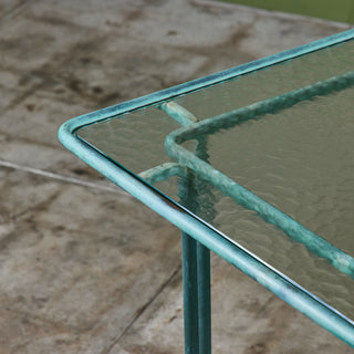 Walter Lamb Verdigris Square Bronze Patio Dining Table for Brown Jordan