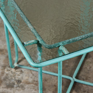 Walter Lamb Verdigris Square Bronze Patio Dining Table for Brown Jordan
