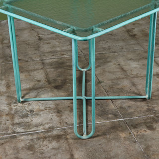 Walter Lamb Verdigris Square Bronze Patio Dining Table for Brown Jordan