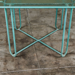 Walter Lamb Verdigris Square Bronze Patio Dining Table for Brown Jordan