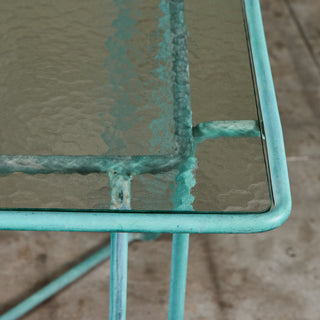 Walter Lamb Verdigris Square Bronze Patio Dining Table for Brown Jordan