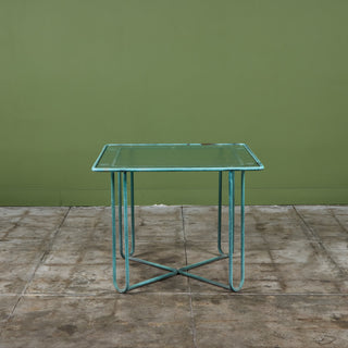 Walter Lamb Verdigris Square Bronze Patio Dining Table for Brown Jordan