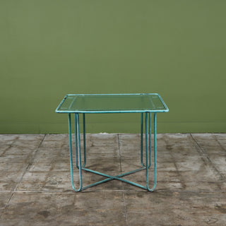 Walter Lamb Verdigris Square Bronze Patio Dining Table for Brown Jordan