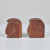 Pair of Wood Horse Head Bookends