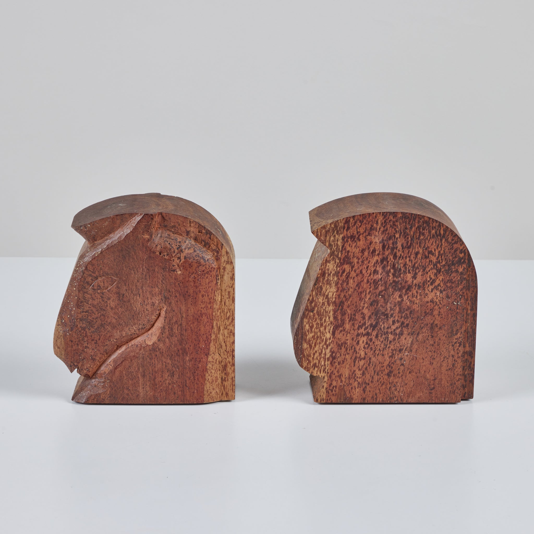 Pair of Wood Horse Head Bookends