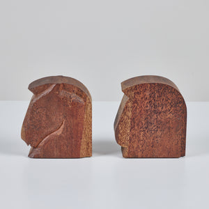 Pair of Wood Horse Head Bookends