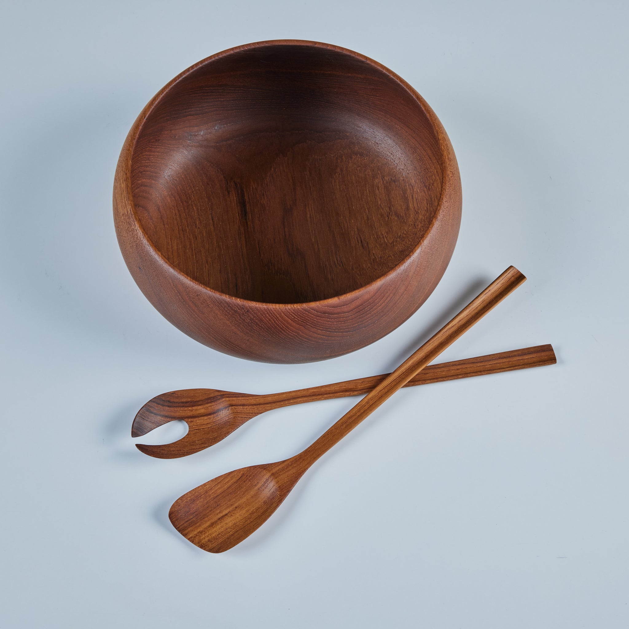 Wood Turned Bowl with Utensils