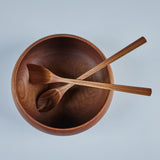 Wood Turned Bowl with Utensils