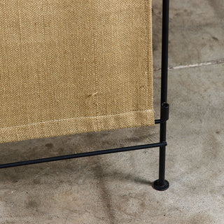 Tri-Fold Burlap and Wrought Iron Room Divider
