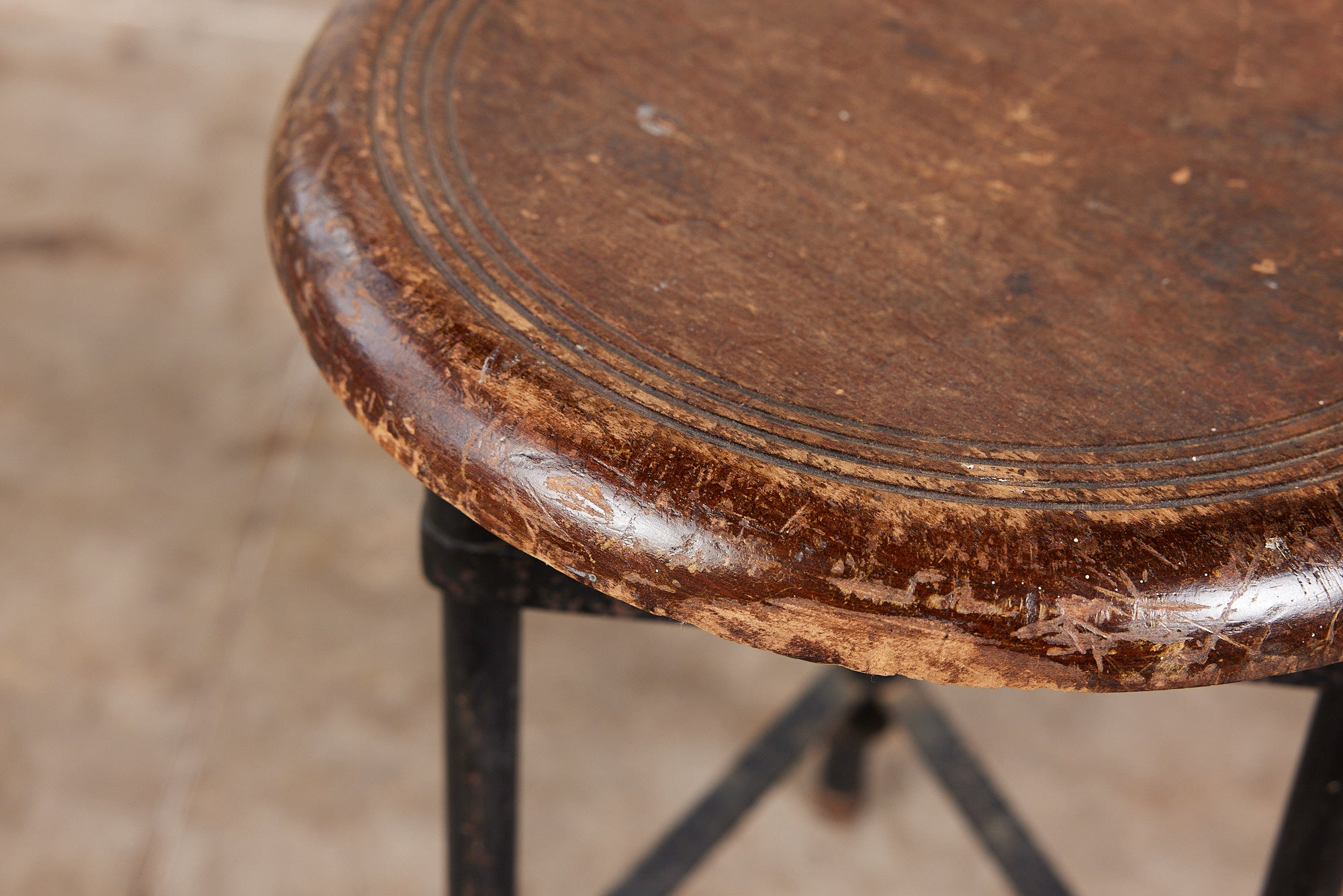 Adjustable Stool with Wood Seat by Campbell Corporation